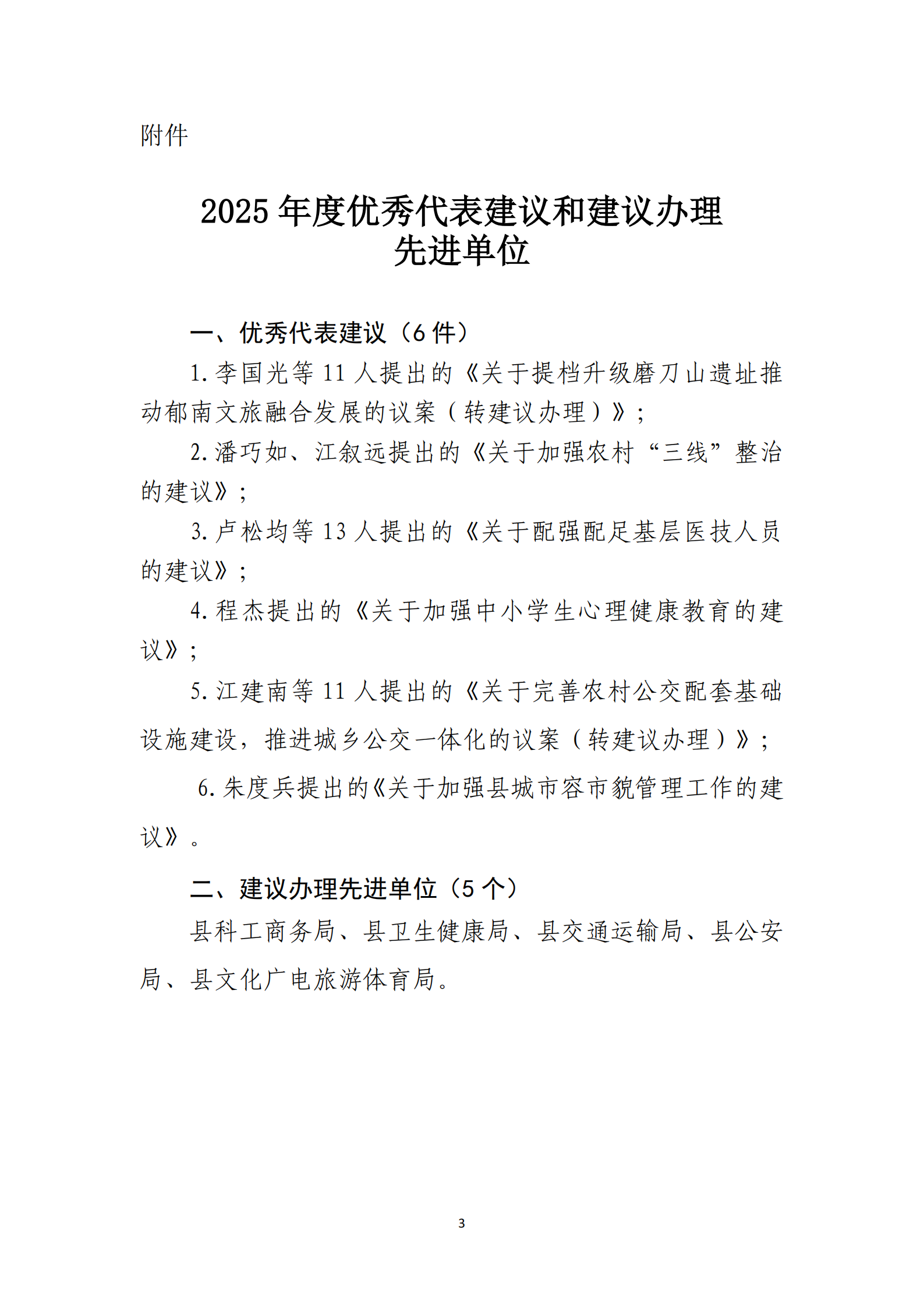 提取自郁南縣人大常委會關(guān)于表彰2025年度優(yōu)秀代表建議和建議辦理先進單位的決定(通過) _3.png